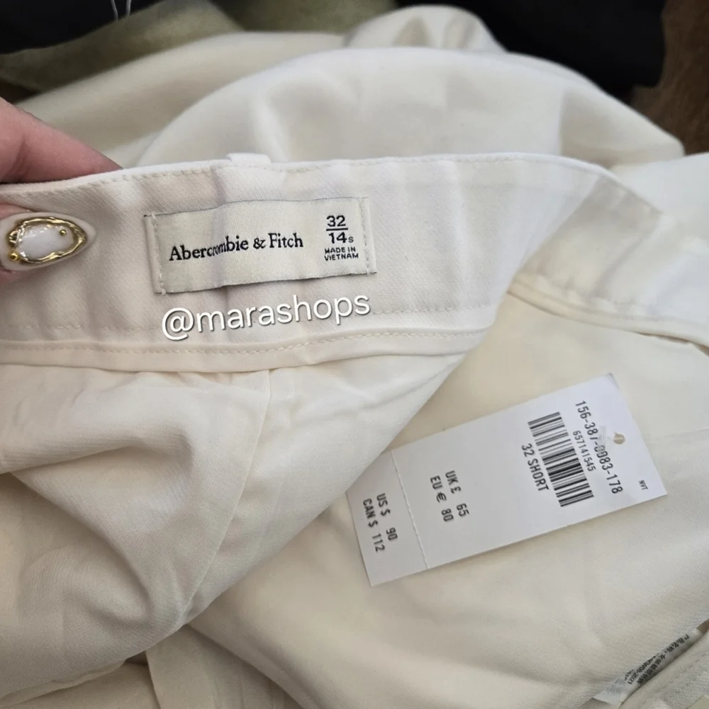 A&F Sloane Tailored Wide Leg Pant White